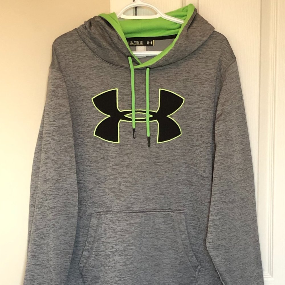 Under Armour Mens Storm Hoodie (Grey, Black & Neon Green) Size XL